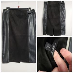 Faux leather and suede skirt